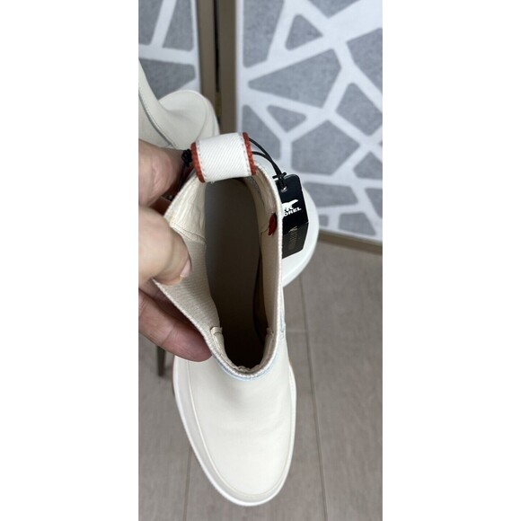 Sorel Women Brex Chelsea Boot Leather Natural/Sea Salt Chunky Platform Sole 7.5 - Picture 8 of 9